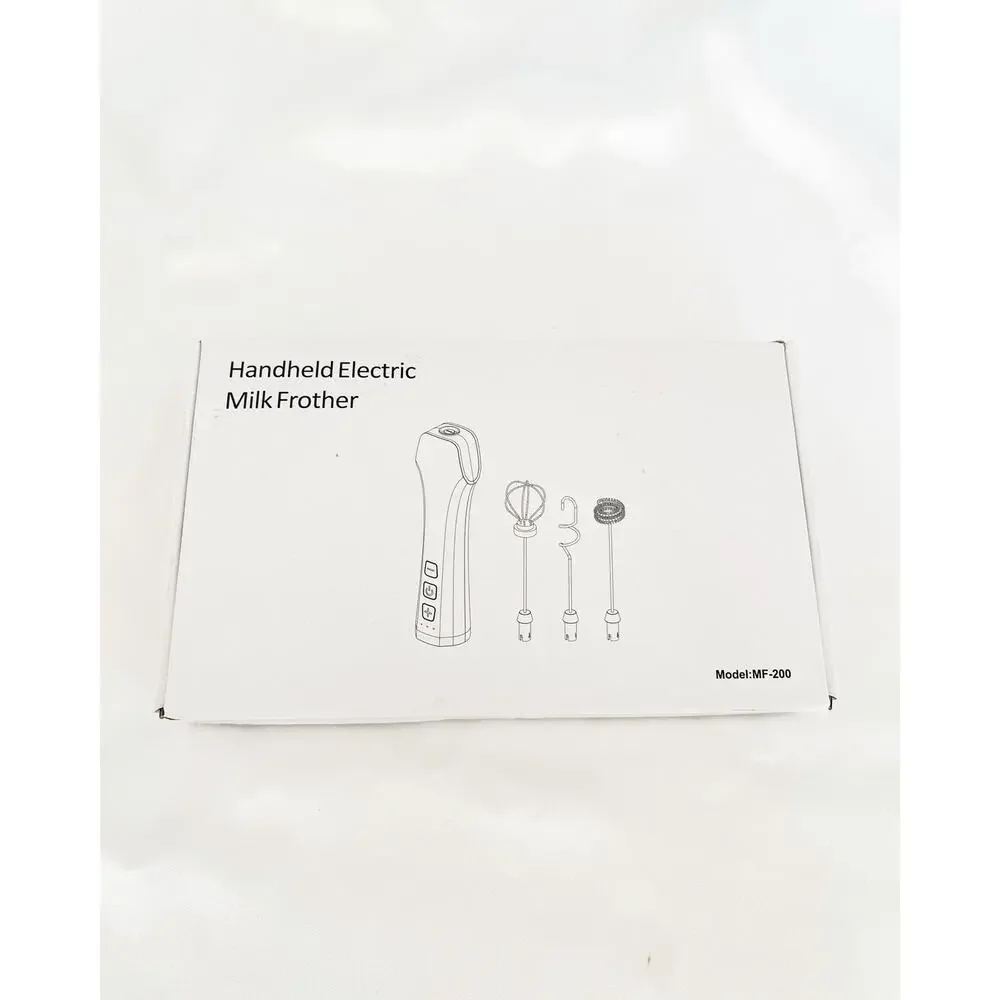 Milk Frother Handheld Electric Ergonomic Handle 3 Stainless Steel Attachments